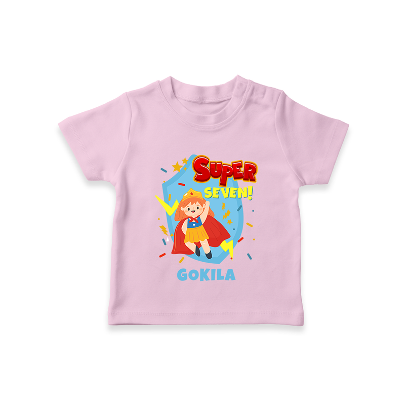 Baby Milestone T-Shirt | Custom 7 Month T-Shirt | Soft, Skin-Friendly Cotton - BABY PINK - 0-5 Months Old (Chest 17")
