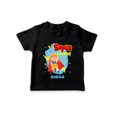 Celebrate The 7th Birthday With Super Girl Theme - Personalized Birthday T-Shirts With Customized Name - BLACK - 0-5 Months Old (Chest 17")