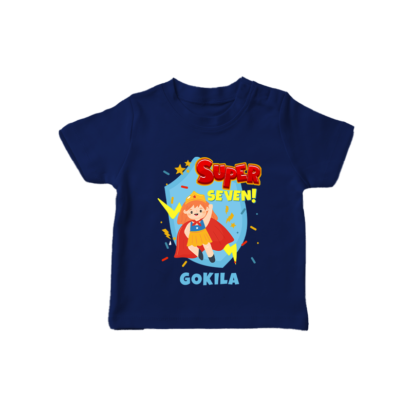 Baby Milestone T-Shirt | Custom 7 Month T-Shirt | Soft, Skin-Friendly Cotton - NAVY BLUE - 0-5 Months Old (Chest 17")