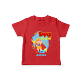 Celebrate The 7th Birthday With Super Girl Theme - Personalized Birthday T-Shirts With Customized Name - RED - 0-5 Months Old (Chest 17")