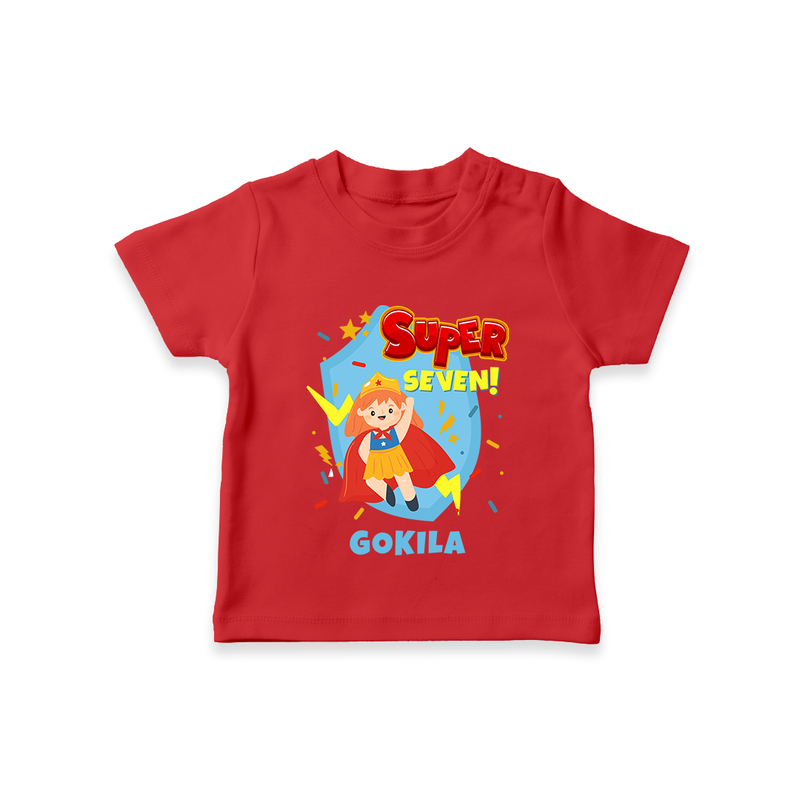 Baby Milestone T-Shirt | Custom 7 Month T-Shirt | Soft, Skin-Friendly Cotton - RED - 0-5 Months Old (Chest 17")