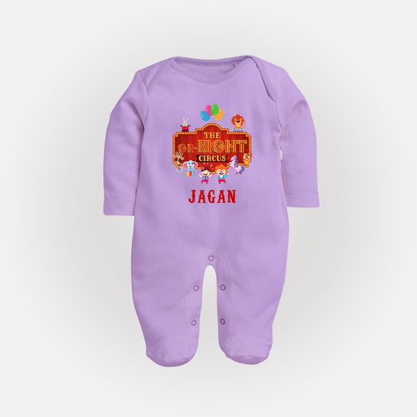 Newborn Full Sleeve Bodysuit/ Sleep Suit/ Jumpsuit for 8 Month | Customizable Full Sleeve Bodysuit/ Sleep Suit/ Jumpsuit | Ideal for Celebrations - LILAC - New Born (Chest 7.5")