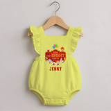 Newborn Romper Frock for 8 Month | Customizable Romper Frock | Ideal for Celebrations - PASTEL YELLOW - 0 - 3 Months Old (Chest 19")