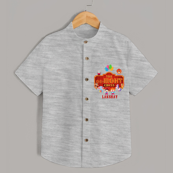 Celebrate The 8th Birthday "The Gr-Eight Circus" with Personalized Shirt - GREY SLUB - 0 - 6 Months Old (Chest 21")