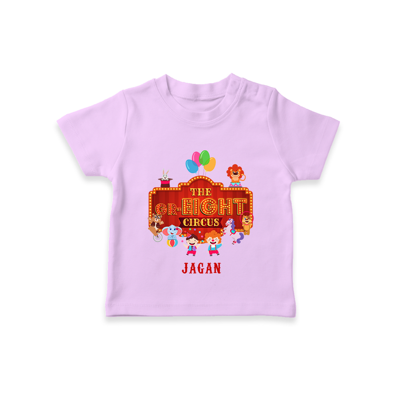 Celebrate The 8th Birthday With Circus Theme - Personalized Birthday T-Shirts With Customized Name - LILAC - 0-5 Months Old (Chest 17")