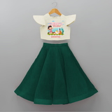 Celebrate The 8th Birthday With Girl Theme - Personalized Birthday Crop Top And Skirt With Customized Name - BOTTLE GREEN - 6 - 9 Months Old (Chest 20" , Frock Waist 20")