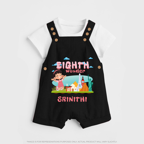 Baby Milestone Dungaree Set | Custom 8 Month Dungaree Set | Soft, Skin-Friendly Cotton - BLACK - 0 - 5 Months Old (Chest 18")