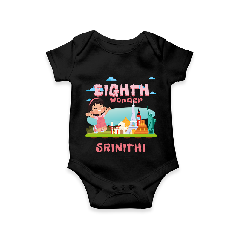 Baby Milestone Romper | Custom 8 Month Onesie | Soft, Skin-Friendly Cotton - BLACK - New Born (Chest 14")