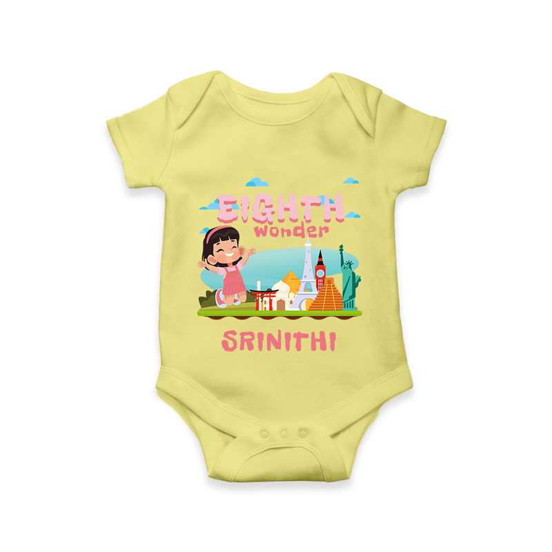 Baby Milestone Romper | Custom 8 Month Onesie | Soft, Skin-Friendly Cotton - PASTEL YELLOW - New Born (Chest 14")