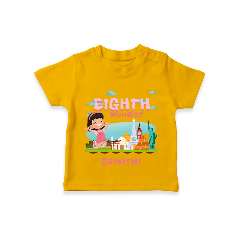 Celebrate The 8th Birthday With Girl Theme - Personalized Birthday T-Shirts With Customized Name - CHROME YELLOW - 0-5 Months Old (Chest 17")