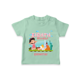 Celebrate The 8th Birthday With Girl Theme - Personalized Birthday T-Shirts With Customized Name - MINT GREEN - 0-5 Months Old (Chest 17")