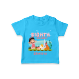 Celebrate The 8th Birthday With Girl Theme - Personalized Birthday T-Shirts With Customized Name - SKY BLUE - 0-5 Months Old (Chest 17")