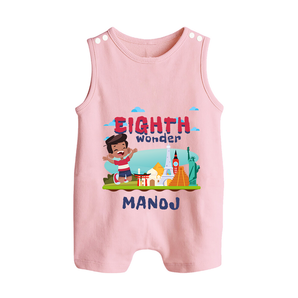 Celebrate 8 Month with Custom Romper Suit/ Sleeveless Romper | Personalized Newborn Outfit | Soft Cotton Comfort - BABY PINK - 0 - 5 Months Old (Chest 18")