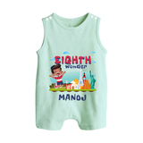 Celebrate 8 Month with Custom Romper Suit/ Sleeveless Romper | Personalized Newborn Outfit | Soft Cotton Comfort - MINT GREEN - 0 - 5 Months Old (Chest 18")