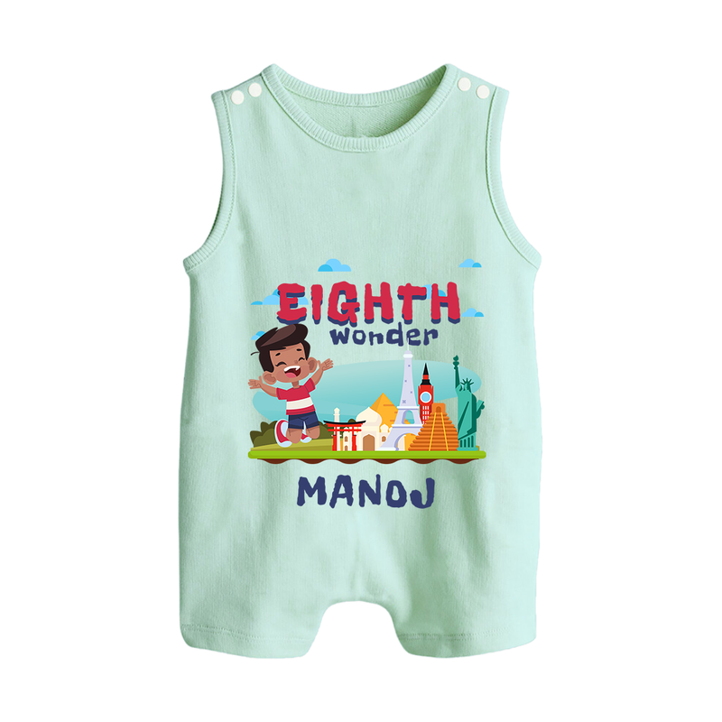 Celebrate 8 Month with Custom Romper Suit/ Sleeveless Romper | Personalized Newborn Outfit | Soft Cotton Comfort - MINT GREEN - 0 - 5 Months Old (Chest 18")