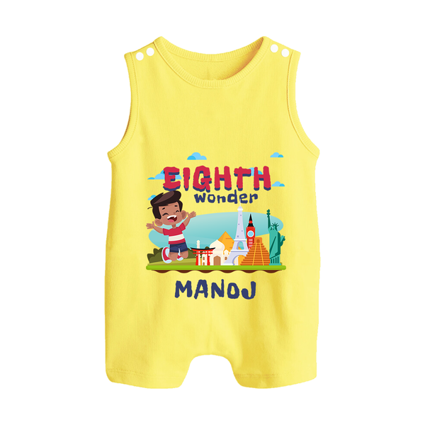Celebrate 8 Month with Custom Romper Suit/ Sleeveless Romper | Personalized Newborn Outfit | Soft Cotton Comfort - PASTEL YELLOW - 0 - 5 Months Old (Chest 18")