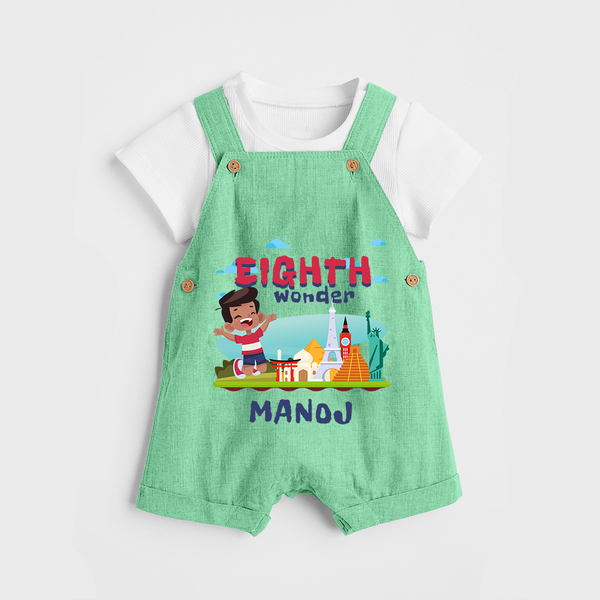 Celebrate 8 Month with Custom Dungaree Set | Personalized Newborn Outfit | Soft Cotton Comfort - GREEN - 0 - 5 Months Old (Chest 18")