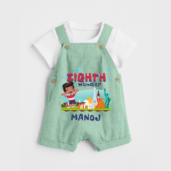 Celebrate 8 Month with Custom Dungaree Set | Personalized Newborn Outfit | Soft Cotton Comfort - MINT GREEN - 0 - 5 Months Old (Chest 18")