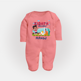 Celebrate 8 Month with Custom Full Sleeve Bodysuit/ Sleep Suit/ Jumpsuit | Personalized Newborn Outfit | Soft Cotton Comfort - PEACH - New Born (Chest 7.5")