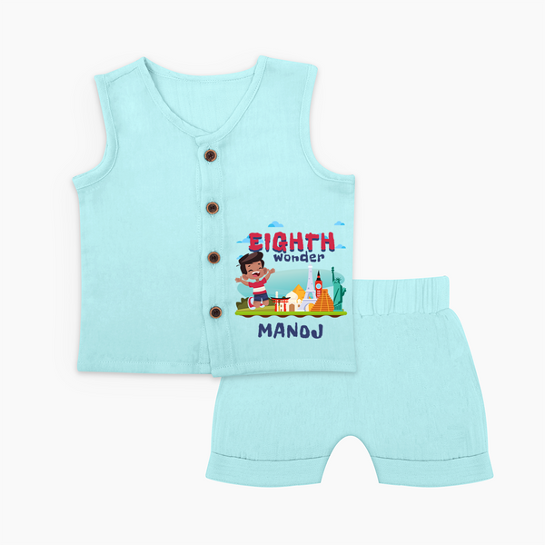 Celebrate 8 Month with Custom Jabla Set | Personalized Newborn Outfit | Soft Cotton Comfort - BABY BLUE - 0 - 3 Months Old (Chest 9.8")