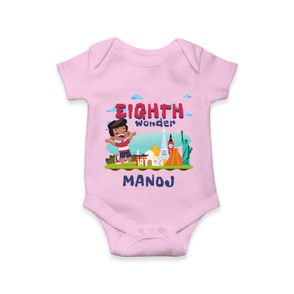 Celebrate 8 Month with Custom Romper | Personalized Newborn Outfit | Soft Cotton Comfort - BABY PINK - New Born (Chest 14")