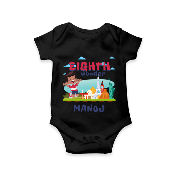 Celebrate 8 Month with Custom Romper | Personalized Newborn Outfit | Soft Cotton Comfort - BLACK - New Born (Chest 14")
