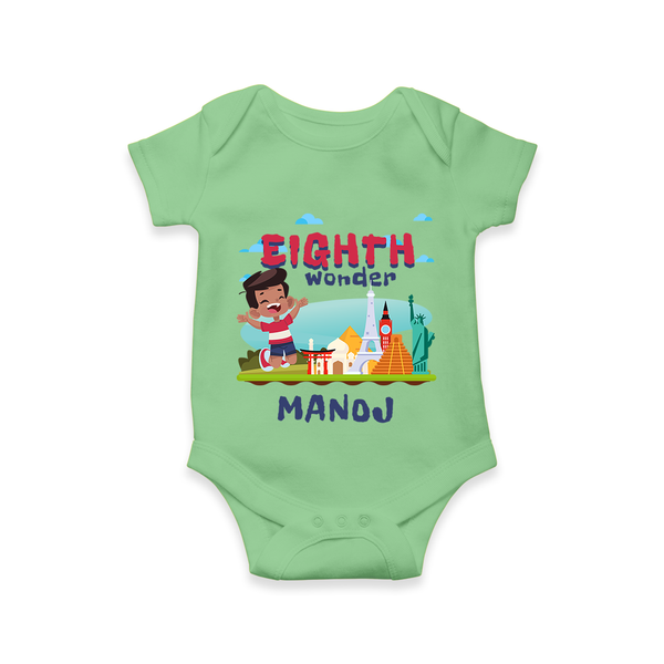 Celebrate 8 Month with Custom Romper | Personalized Newborn Outfit | Soft Cotton Comfort - GREEN - New Born (Chest 14")