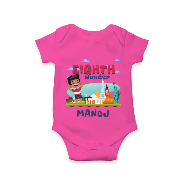 Celebrate 8 Month with Custom Romper | Personalized Newborn Outfit | Soft Cotton Comfort - HOT PINK - New Born (Chest 14")
