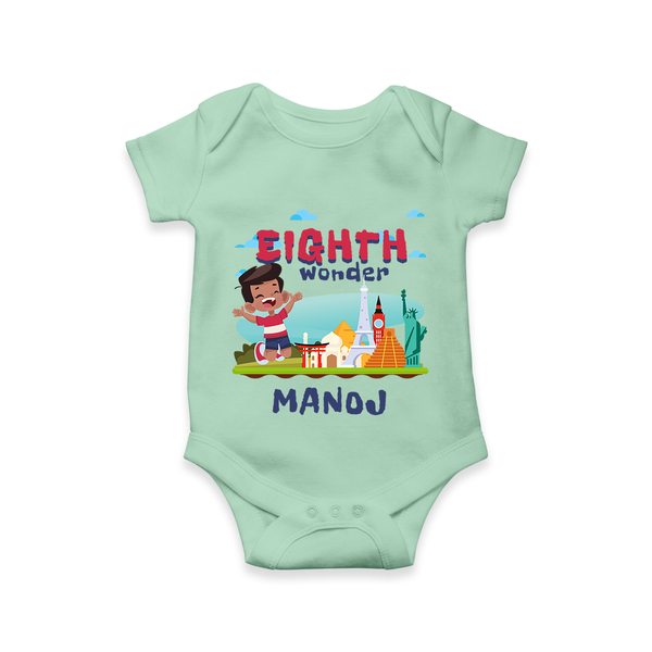 Celebrate 8 Month with Custom Romper | Personalized Newborn Outfit | Soft Cotton Comfort - MINT GREEN - New Born (Chest 14")