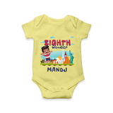 Celebrate 8 Month with Custom Romper | Personalized Newborn Outfit | Soft Cotton Comfort - PASTEL YELLOW - New Born (Chest 14")