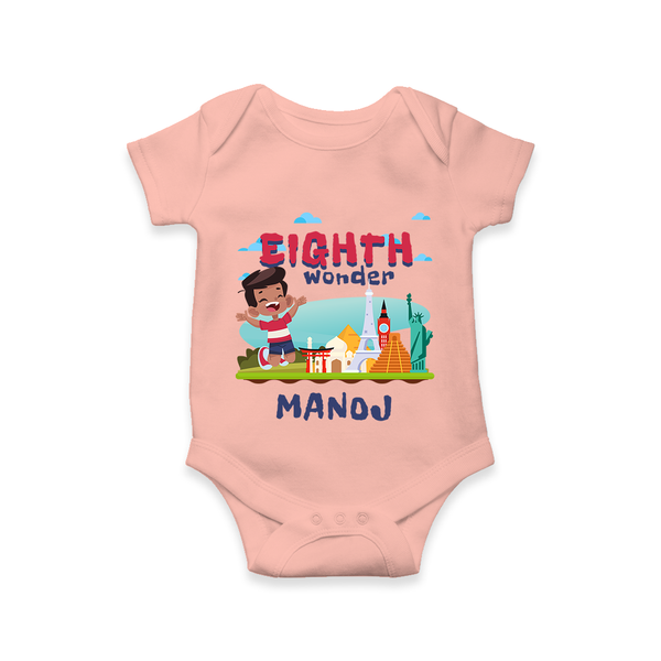 Celebrate 8 Month with Custom Romper | Personalized Newborn Outfit | Soft Cotton Comfort - PEACH - New Born (Chest 14")