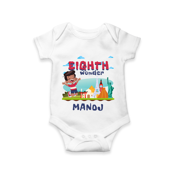 Celebrate 8 Month with Custom Romper | Personalized Newborn Outfit | Soft Cotton Comfort - WHITE - New Born (Chest 14")