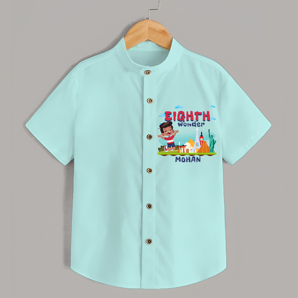 Celebrate The Eighth Birthday "Eighth Wonder" with Personalized Shirt - AQUA GREEN - 0 - 6 Months Old (Chest 21")