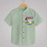 Celebrate The 8th Birthday With Kids Theme - Personalized Birthday Shirts With Customized Name - MINT GREEN - 0 - 6 Months Old (Chest 23")