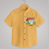 Celebrate The 8th Birthday With Kids Theme - Personalized Birthday Shirts With Customized Name - PASTEL YELLOW - 0 - 6 Months Old (Chest 23")