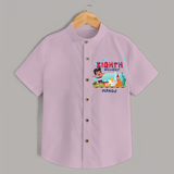 Celebrate The 8th Birthday With Kids Theme - Personalized Birthday Shirts With Customized Name - PINK - 0 - 6 Months Old (Chest 23")