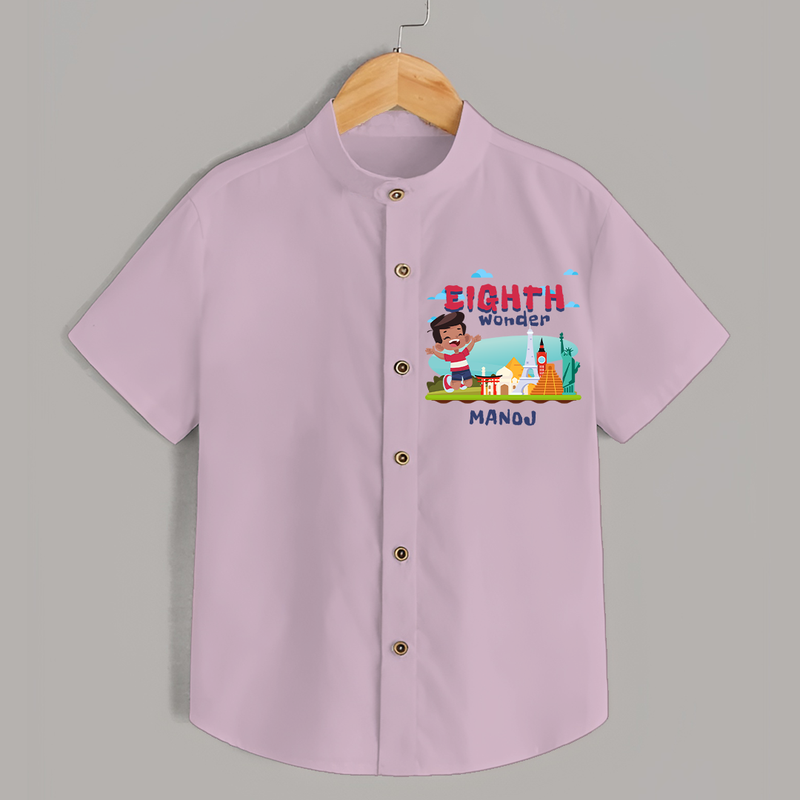 Celebrate The 8th Birthday With Kids Theme - Personalized Birthday Shirts With Customized Name - PINK - 0 - 6 Months Old (Chest 23")