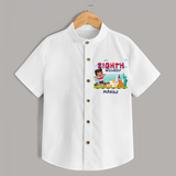 Celebrate The 8th Birthday With Kids Theme - Personalized Birthday Shirts With Customized Name - WHITE - 0 - 6 Months Old (Chest 23")