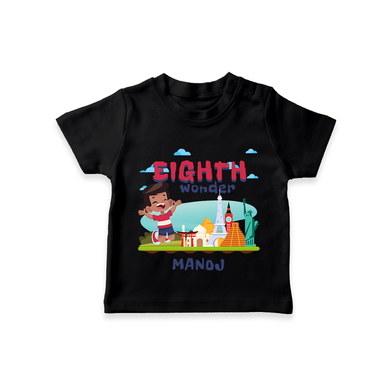 Celebrate The 8th Birthday With Boy Theme - Personalized Birthday T-Shirts With Customized Name - BLACK - 0-5 Months Old (Chest 17")