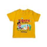 Celebrate The 8th Birthday With Boy Theme - Personalized Birthday T-Shirts With Customized Name - CHROME YELLOW - 0-5 Months Old (Chest 17")