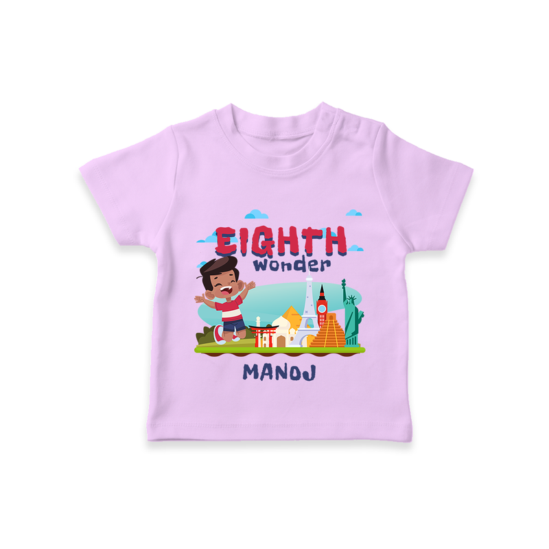 Celebrate The 8th Birthday With Boy Theme - Personalized Birthday T-Shirts With Customized Name - LILAC - 0-5 Months Old (Chest 17")