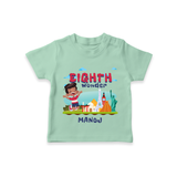 Celebrate The 8th Birthday With Boy Theme - Personalized Birthday T-Shirts With Customized Name - MINT GREEN - 0-5 Months Old (Chest 17")