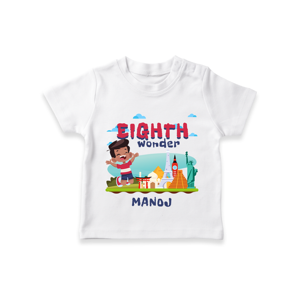 Celebrate The 8th Birthday With Boy Theme - Personalized Birthday T-Shirts With Customized Name - WHITE - 0-5 Months Old (Chest 17")