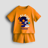 Celebrate The 9th Birthday With Space Theme - Personalized Birthday Co-ord With Customized Name - TANGERINE - 0-5 months old  (Chest 18")