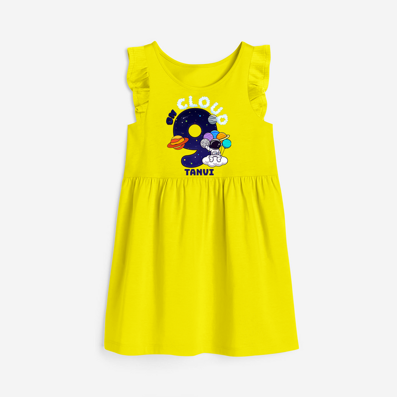 Celebrate The 9th Birthday "On Cloud Nine" with Personalized Frock - YELLOW - 0 - 6 Months Old (Chest 18")