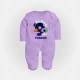 Newborn Full Sleeve Bodysuit/ Sleep Suit/ Jumpsuit/Full Sleeve Bodysuit/ Sleep Suit/ Jumpsuit for 9 Month | Customizable Full Sleeve Bodysuit/ Sleep Suit/ Jumpsuit | Ideal for Celebrations - LILAC - New Born (Chest 7.5")