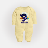 Newborn Full Sleeve Bodysuit/ Sleep Suit/ Jumpsuit/Full Sleeve Bodysuit/ Sleep Suit/ Jumpsuit for 9 Month | Customizable Full Sleeve Bodysuit/ Sleep Suit/ Jumpsuit | Ideal for Celebrations - PASTEL YELLOW - New Born (Chest 7.5")