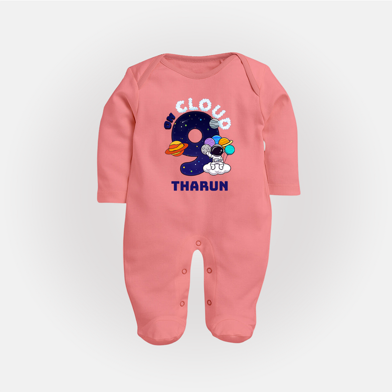 Newborn Full Sleeve Bodysuit/ Sleep Suit/ Jumpsuit/Full Sleeve Bodysuit/ Sleep Suit/ Jumpsuit for 9 Month | Customizable Full Sleeve Bodysuit/ Sleep Suit/ Jumpsuit | Ideal for Celebrations - PEACH - New Born (Chest 7.5")