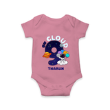 Celebrate The 9th Month With Our Space Theme - Customized Romper For Babies With Name - ONION - 0 - 3 Months Old (Chest 16")