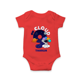 Celebrate The 9th Month With Our Space Theme - Customized Romper For Babies With Name - RED - 0 - 3 Months Old (Chest 16")